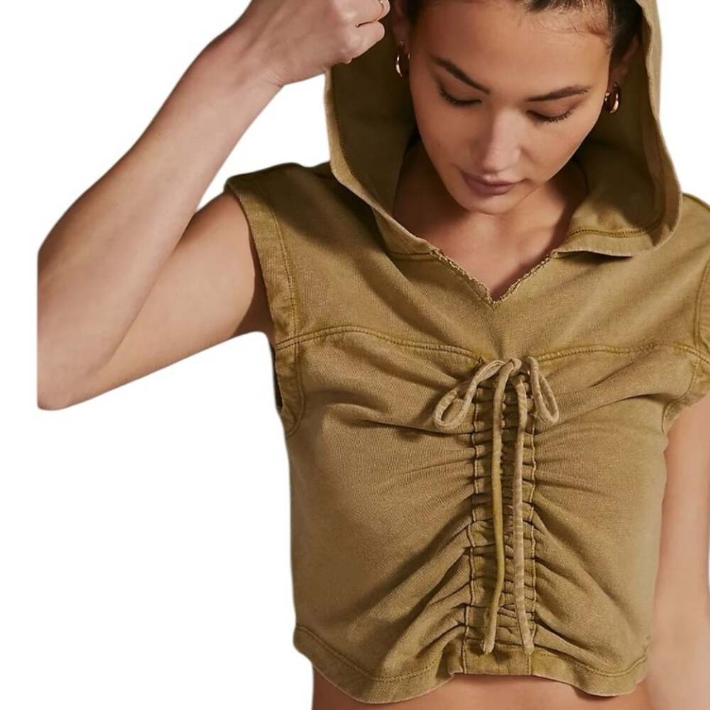 Pilcro Anthropologie Cinched Baby Hoodie NWTS Olive Green size XL